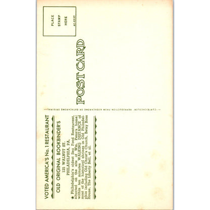 Old Original Bookbinder's Restaurant Philadelphia PA Vintage Postcard PD4