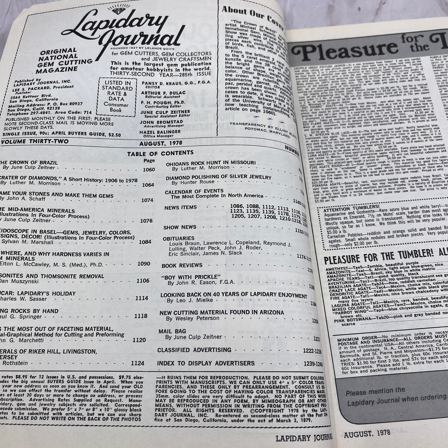 Crown of Brazil - Lapidary Journal Magazine - Aug 1978 M26