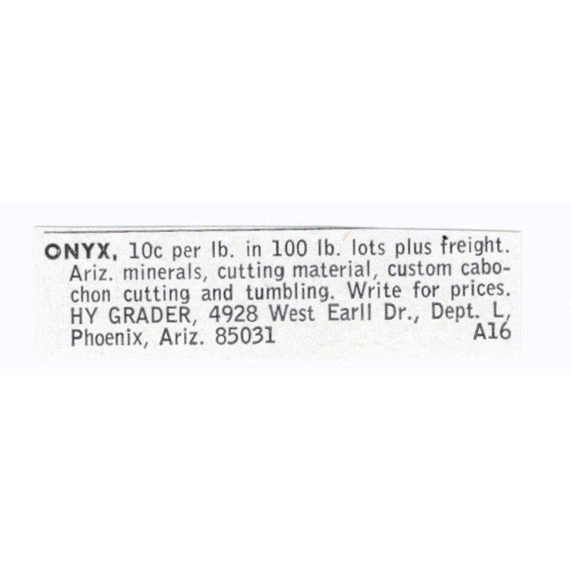 Hy Grader Onyx Phoenix Arizona 1964 Magazine Ad AK6-S8