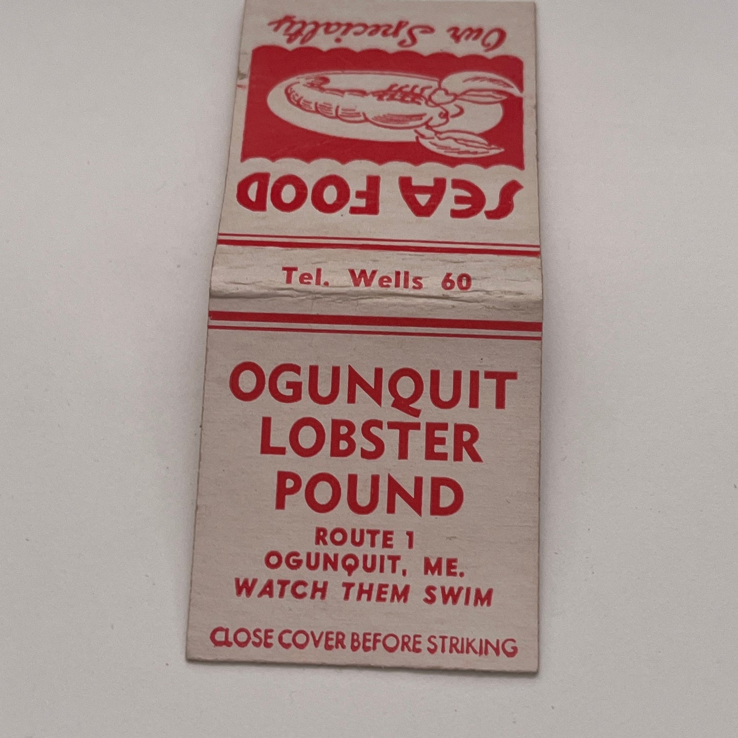 Ogunquit Lobster Pound Ogunquit Maine Vintage Matchbook Cover TB8-MB2-3