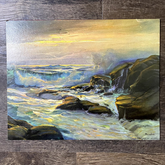 Shumaker: Mohegan Gold Seascape Lithograph Vintage Art Print 11x14 V11