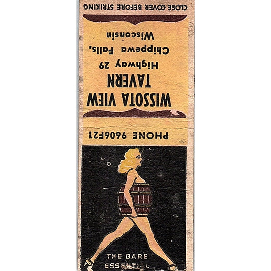 Wissota View Tavern Hwy 29 Chippewa Falls WI Pinup Vtg Matchbook Cover SF3-Y6