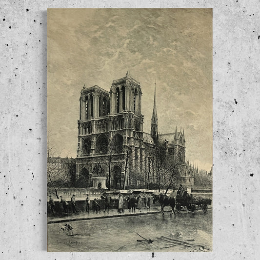 Lucien Marcelin Gautier SIGNED Large Engraving 1921 "Notre Dame de Paris" 19x28"