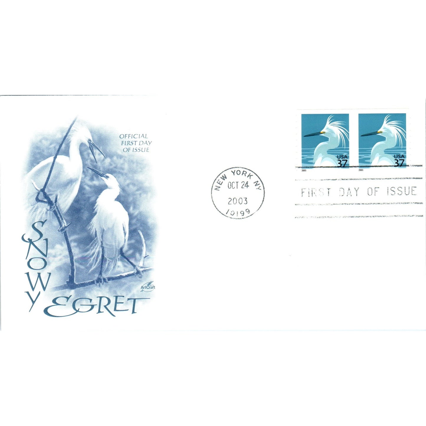 2003 Snow Egret First Day of Issue Stamp Postal Cover TI5-PC1