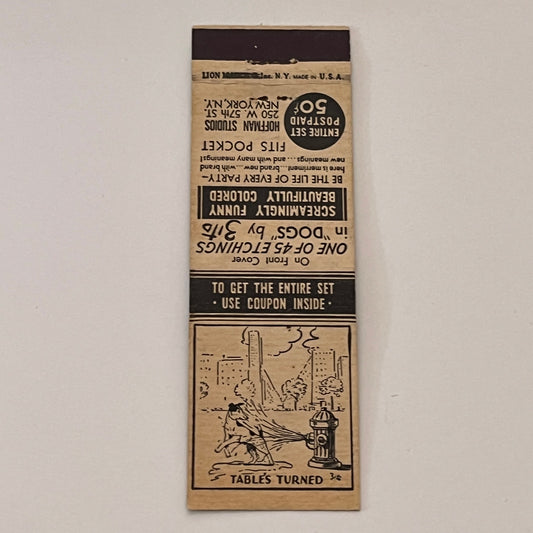 Tables Turned Cartoon Hoffmann Studios NY Vintage Matchbook Cover MB59-3