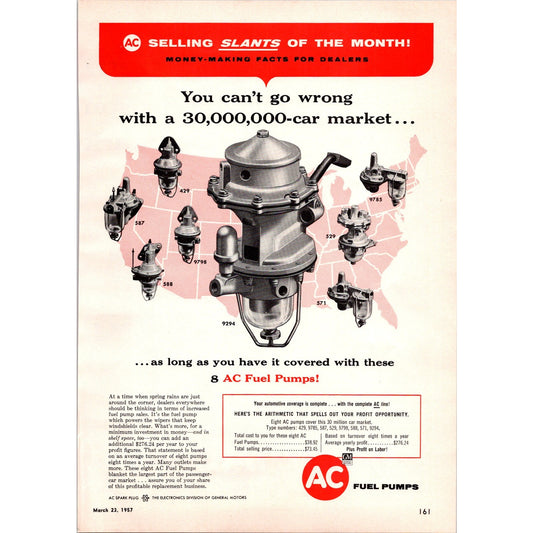 1957 AC Fuel Pumps General Motors Corporation 2 Page Ad I16