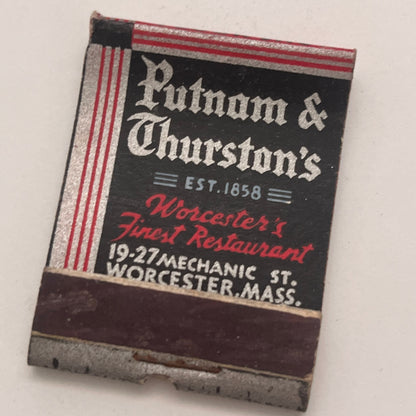 Putnam & Thurston's Worcester's Finest Restaurant Matchbook Cover TB8-MB2-4