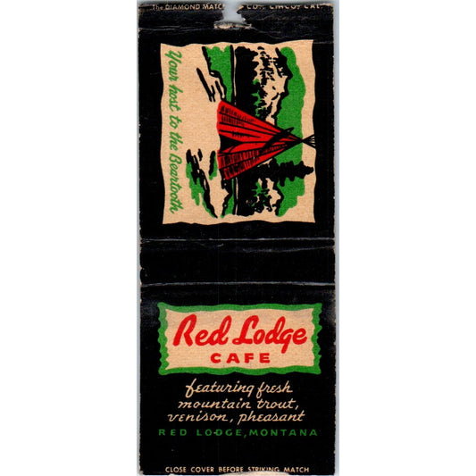 Red Lodge Cafe Red Lodge Montana Vintage Matchbook Cover SD4-Y12