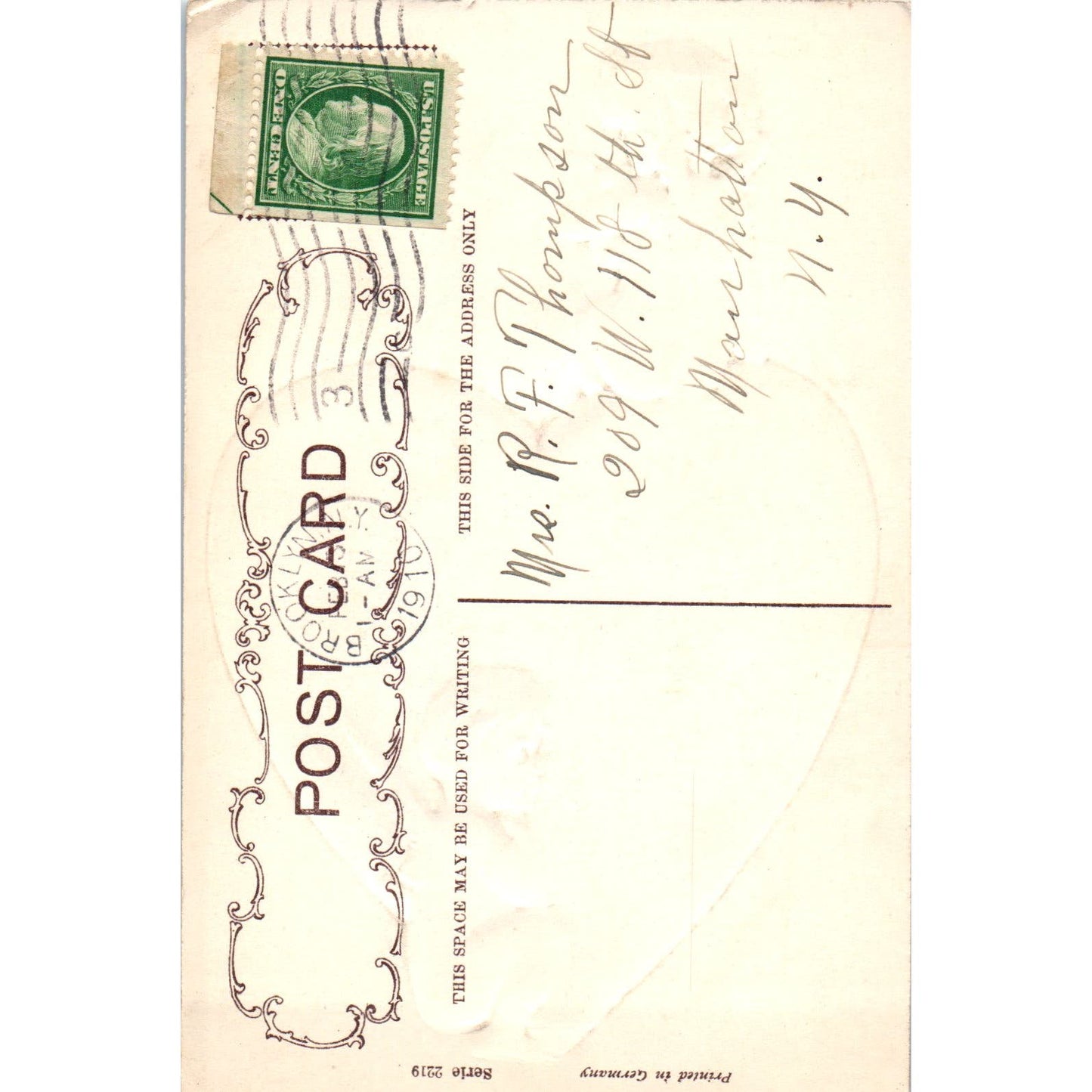 1910 Valentines Cupid Smoking Pipe Brooklyn NY Vintage Postcard PD1