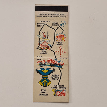 The Utah Parks Co Cedar City Union Pacific RR Vintage Matchbook Cover TB6-MB2-2