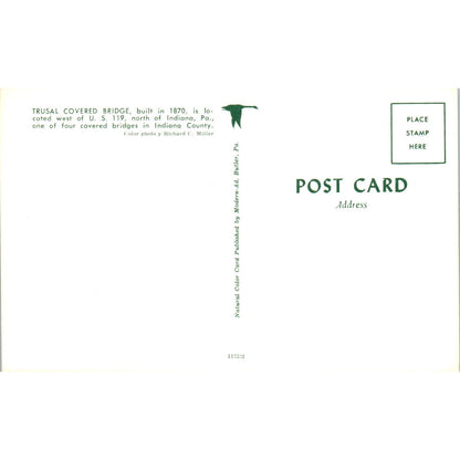 Trusal Bridge Indiana County PA Covered Bridge Postcard PC7