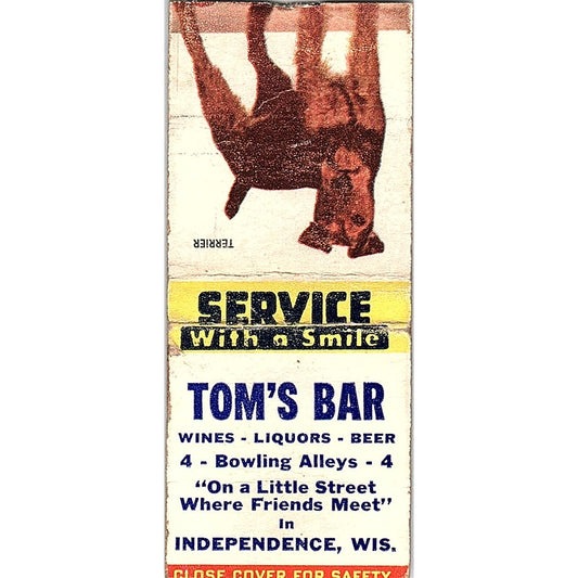 Tom's Bar Bowling Independence WI Terrier Vintage Matchbook Cover SC7-Y7