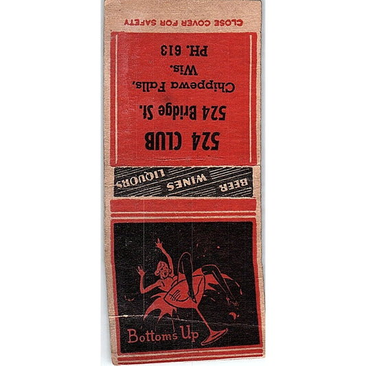 524 Club Bridge St. Chippewa Falls WI Vintage Matchbook Cover SC7-Y1