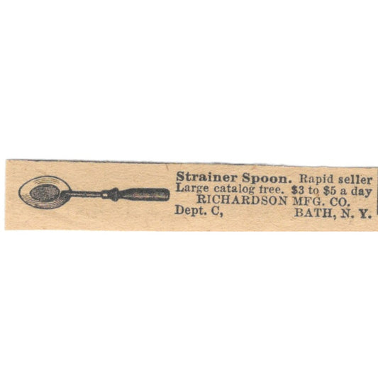 Richardson Mfg Co Strainer Spoon Bath NY 1910 Magazine Ad AF1-SS9