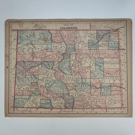 Map of Colorado and North and South Dakota 1894 Map SV1-6