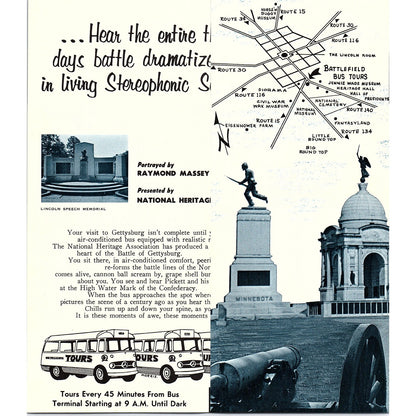 Gettysburg Battlefield Tours Sightseeing Buses Vintage Travel Brochure TH2-TB5