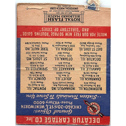 Decatur Cartage Company Trucking IN IL Vintage Large Matchbook Cover TH2-Y4