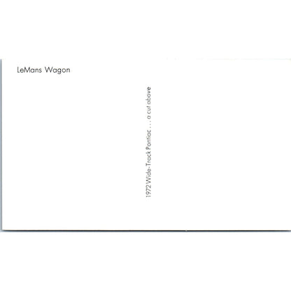 1972 Wide Track Pontiac LeMans Wagon Wood Grain Vintage Postcard PC12