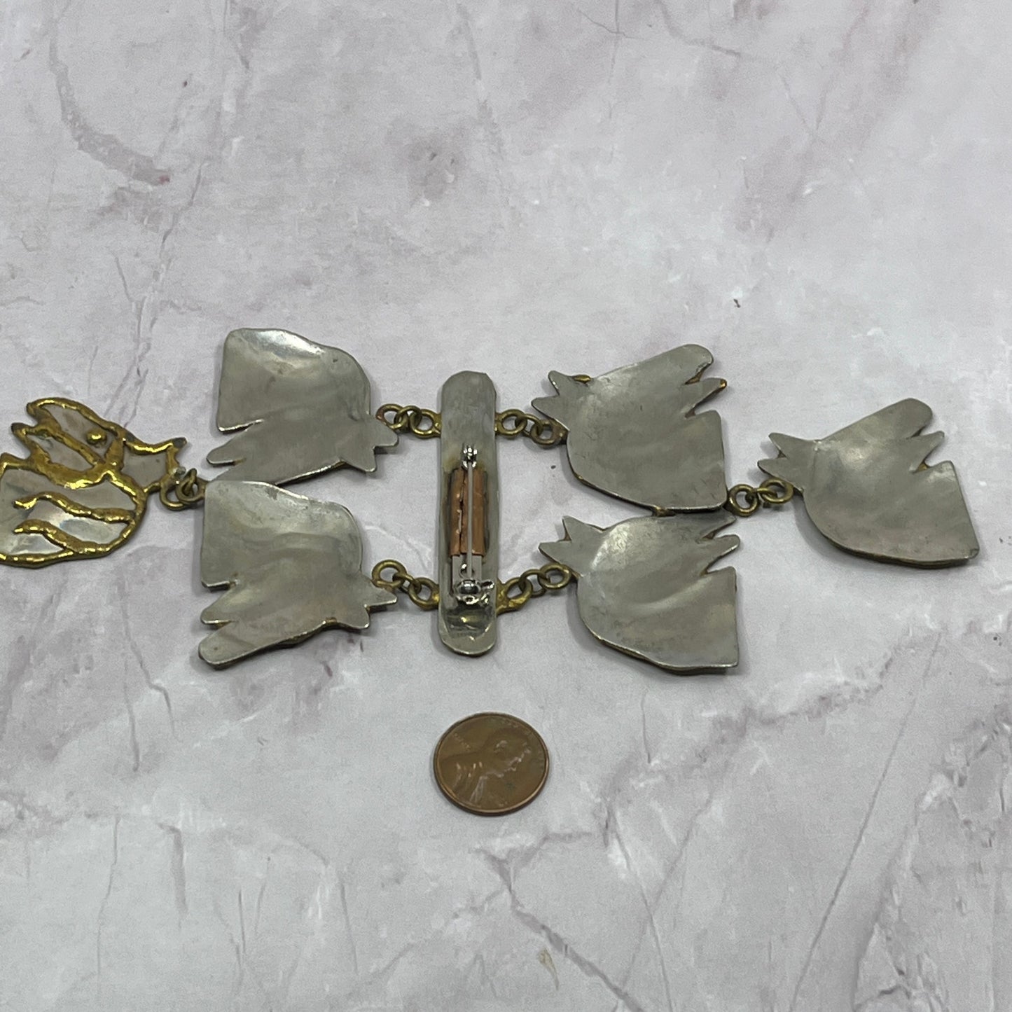 Vintage Large Metal Boho Butterfly Brooch 2.5x6.5" SB7