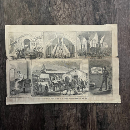 Great National Bakery for US Army at the Capitol 1863 Civil War Engraving C77