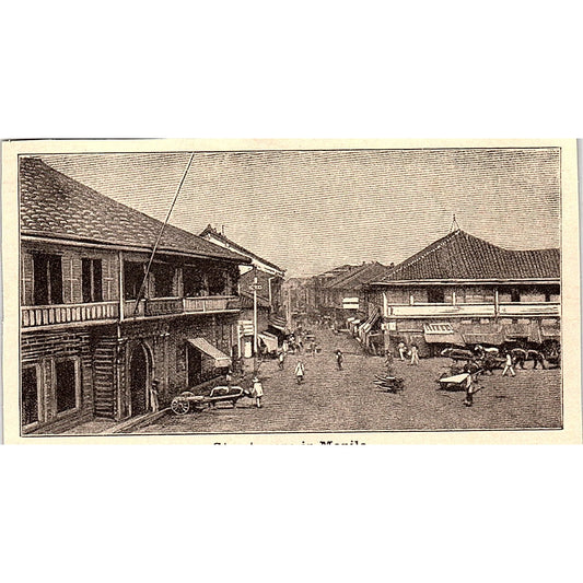 Street Scene in Manila 3x4" 1901 Engraving AF6-M10