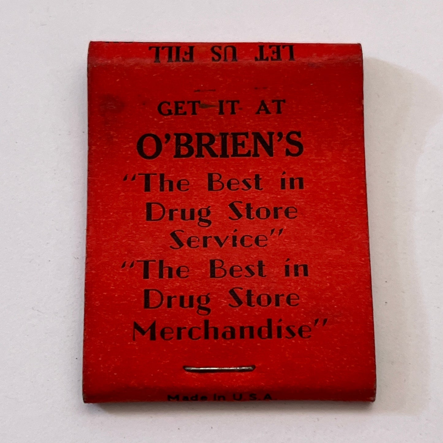 O'Brien's Rexall Store Hudson MA Vintage Matchbook Cover TB8-MB3-6