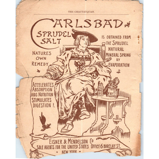 Carlsbad Sprudel Salt Eisner & Mendelson Co c1890 Victorian Ad AE8