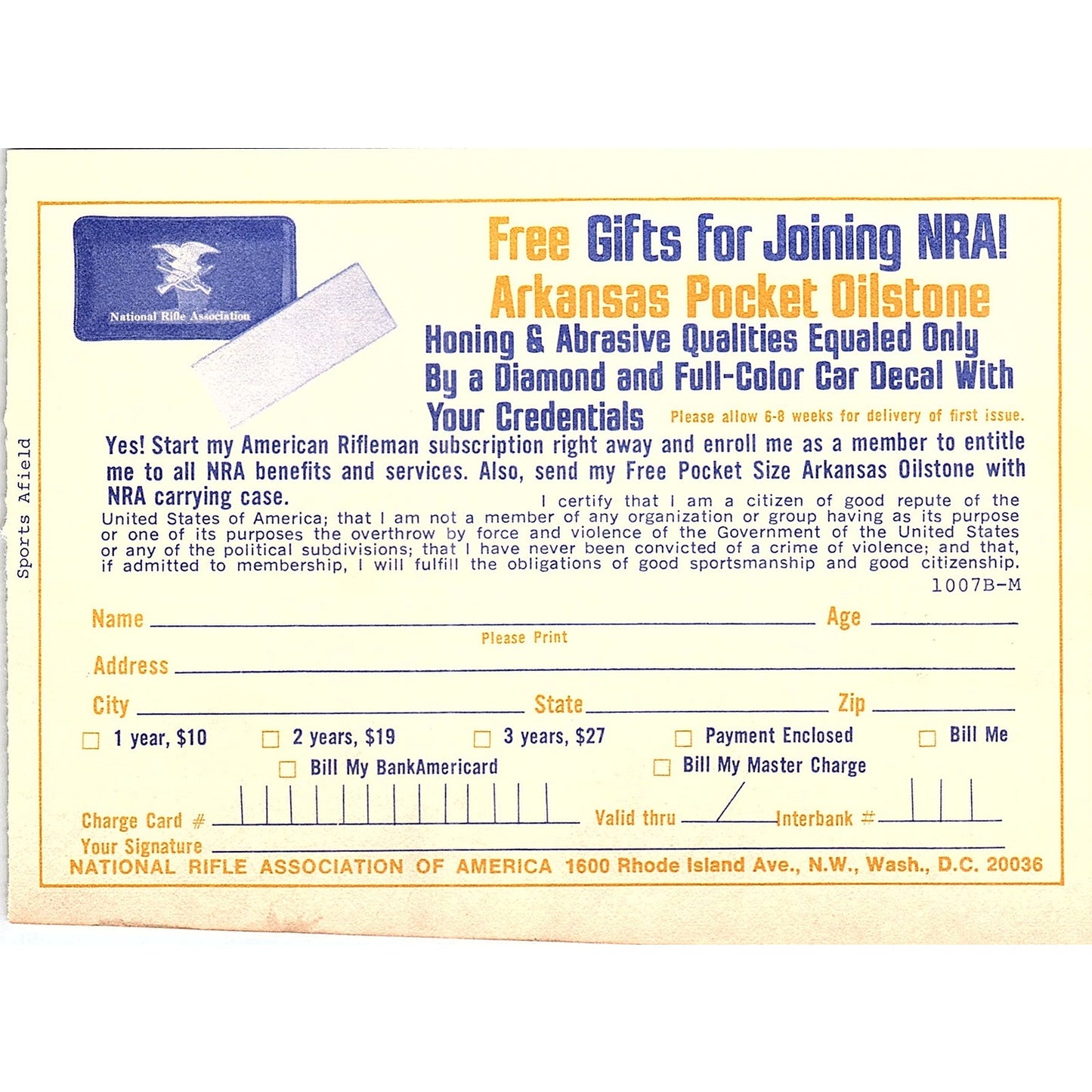 NRA American Rifleman Postal Mailing Card 1977 Ad AF6-5