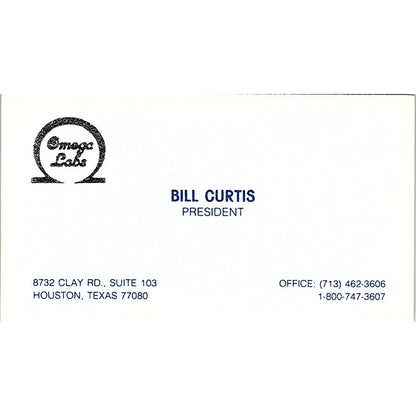 Bill Curtis Omega Labs Houston Vintage Business Card SD9-B13