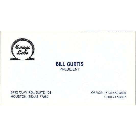 Bill Curtis Omega Labs Houston Vintage Business Card SD9-B13