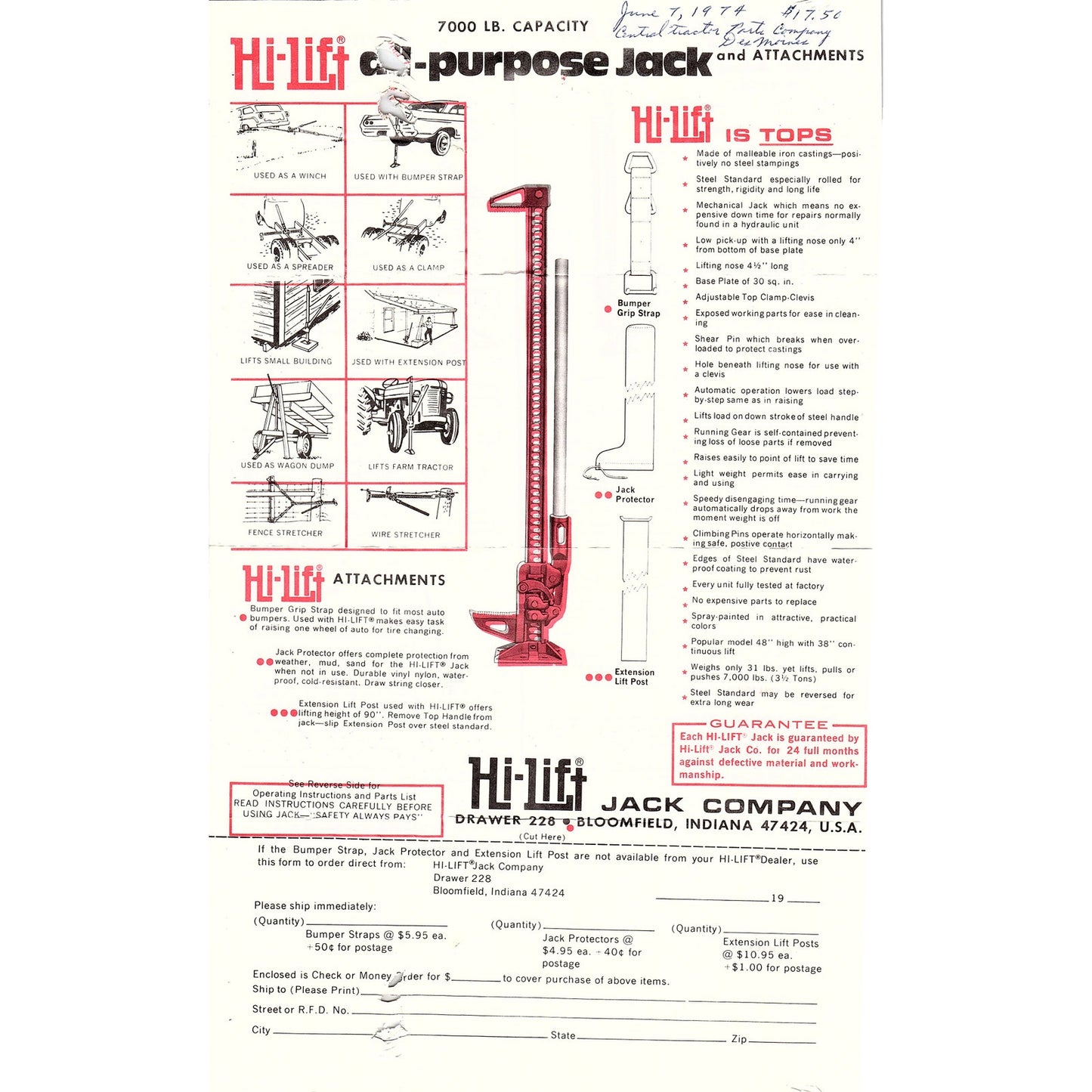 Hi-Lift All-Purpose Jack Instructions Bloomfield Indiana AG5-2