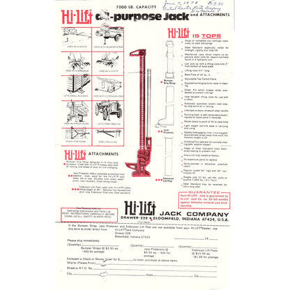 Hi-Lift All-Purpose Jack Instructions Bloomfield Indiana AG5-2