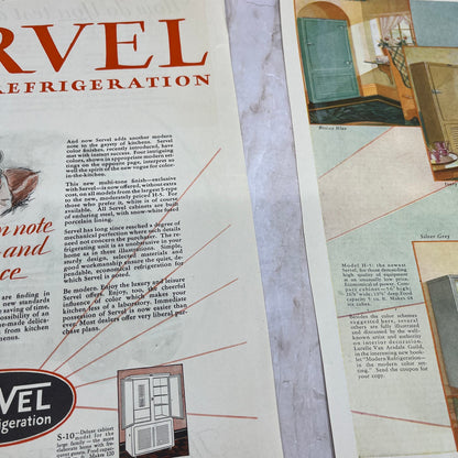 Servel Electric Refrigeration 2 Pages 1928 Original Magazine Advertisement FL6-8
