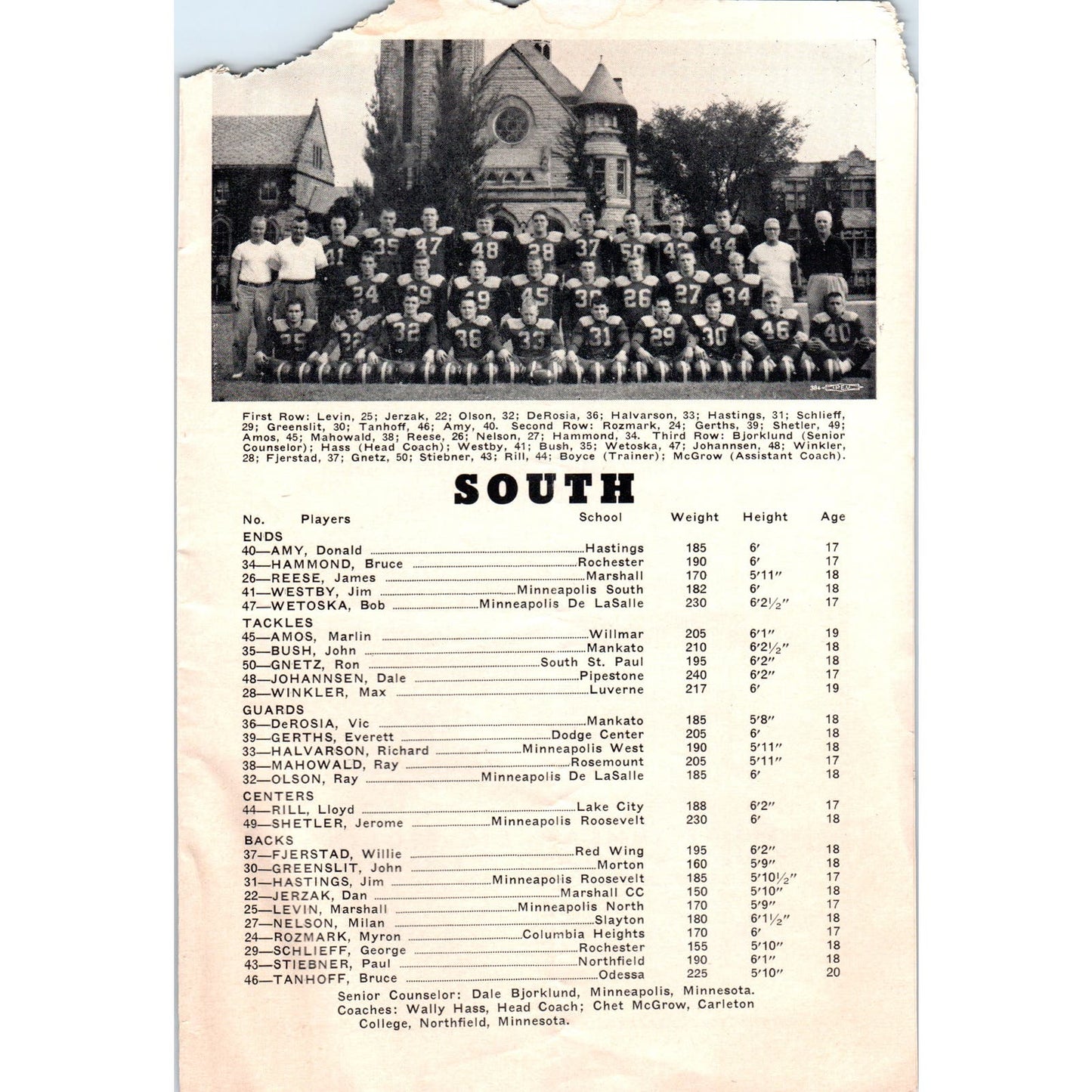 1955 North South American Legion All Star Football Game Program Minneapolis AE2