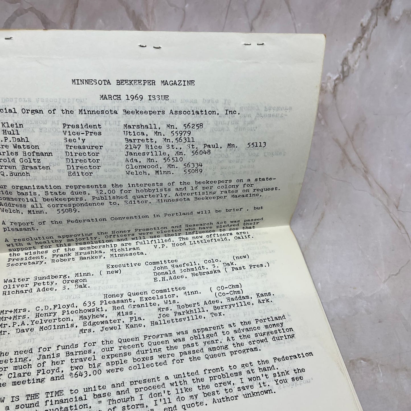 1969 Mar The Minnesota Beekeeper Magazine Red Wing MN Beekeepers Association TD5