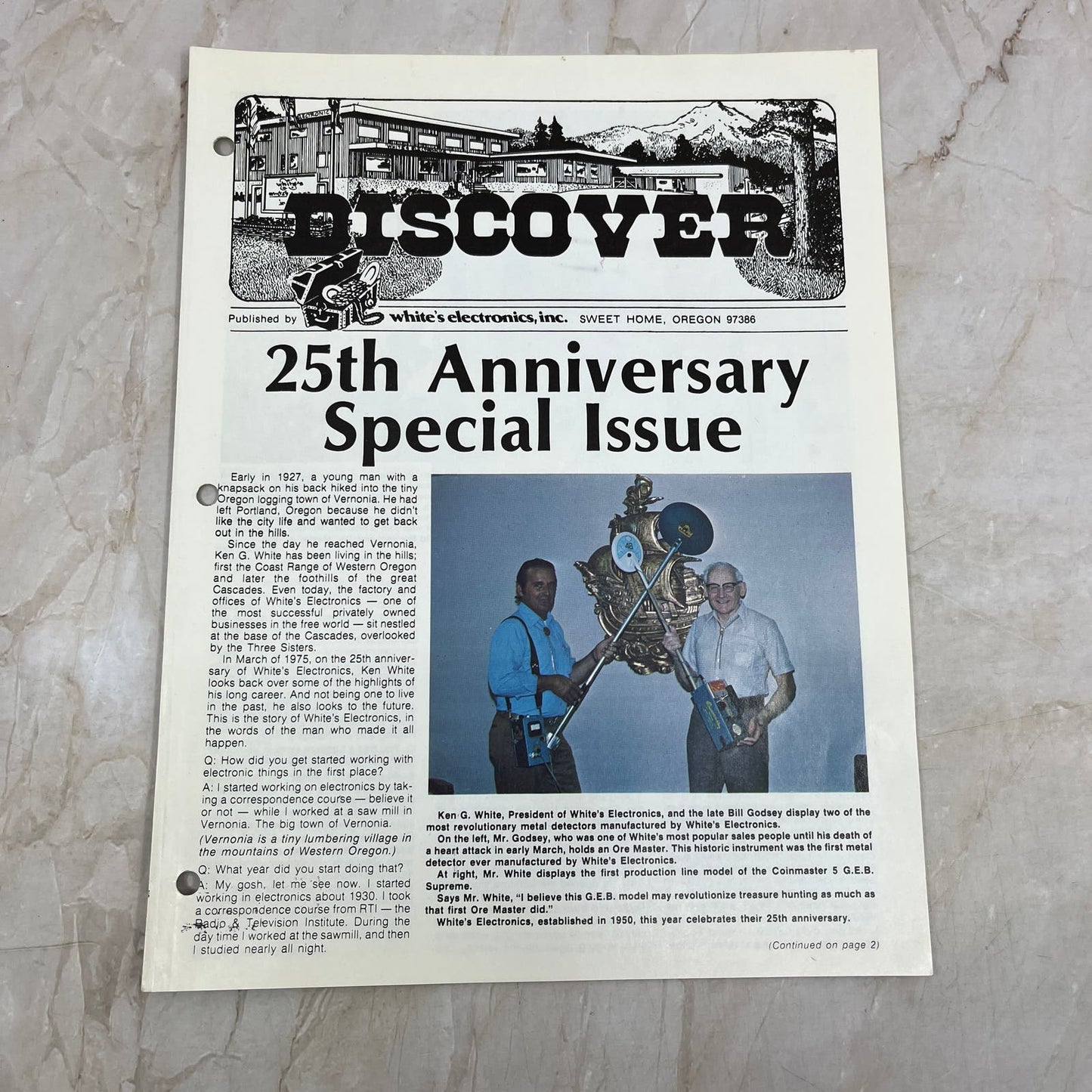 1975 25th Anniversary White's Electronics Discover Newsletter Metal Detector M19
