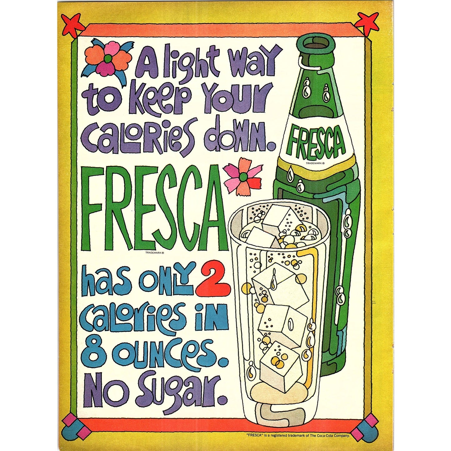 Retro Tab & Fresca Fold Out Calorie Counter 1972 Ad AF3-14