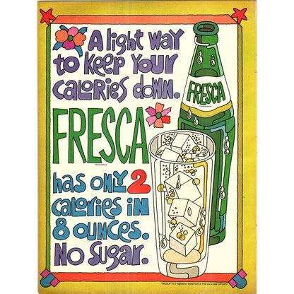 Retro Tab & Fresca Fold Out Calorie Counter 1972 Ad AF3-14