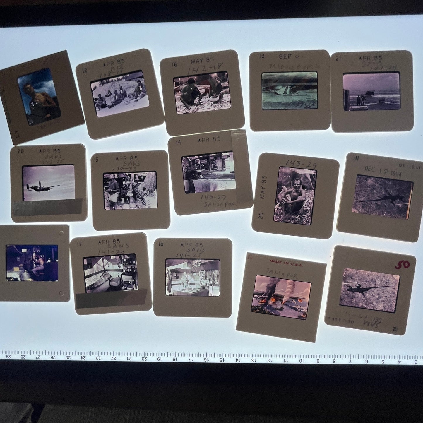 WWII 1944 Large Group of ~39 Slides US Soldier at Sansapor South Pacific TB8-SL1