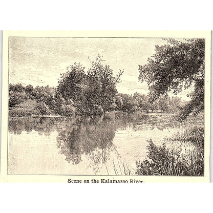 Scene on the Kalamazoo River 3x4" 1901 Engraving AF6-M15