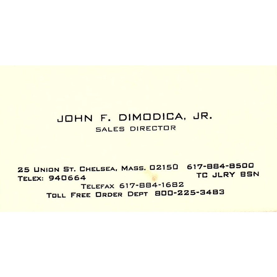 John F Dimodica Jr Chelsea MA Vintage Business Card SC9-B7