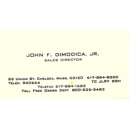 John F Dimodica Jr Chelsea MA Vintage Business Card SC9-B7