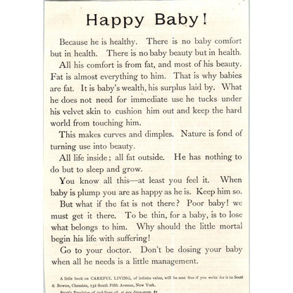 Scott's Emulsion of Cod Liver Oil Healthy Fat Babies c1890 Victorian Ad AE8