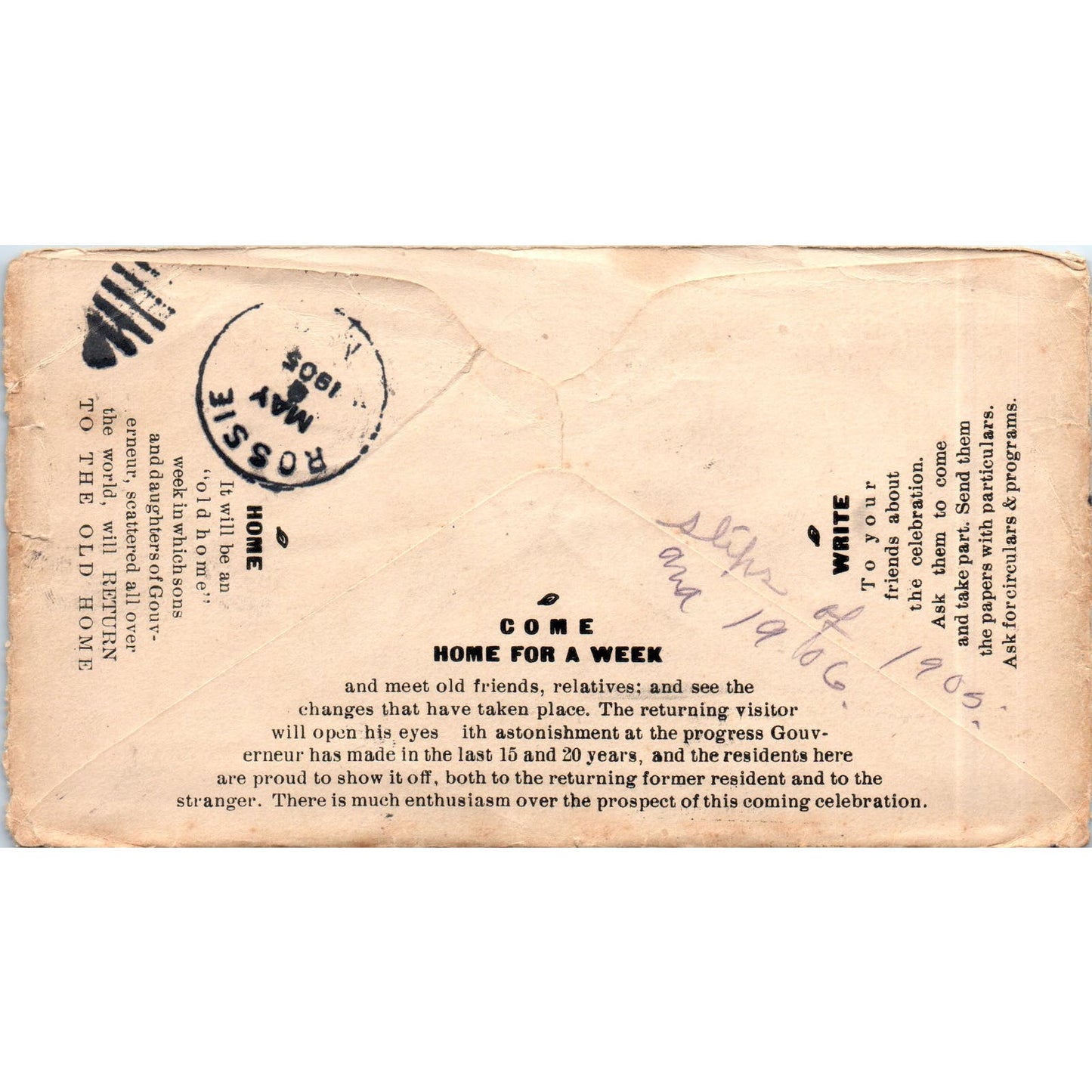 1905 John N. Draper Department Store Goods Gouverneur Postal Cover Envelope AE6