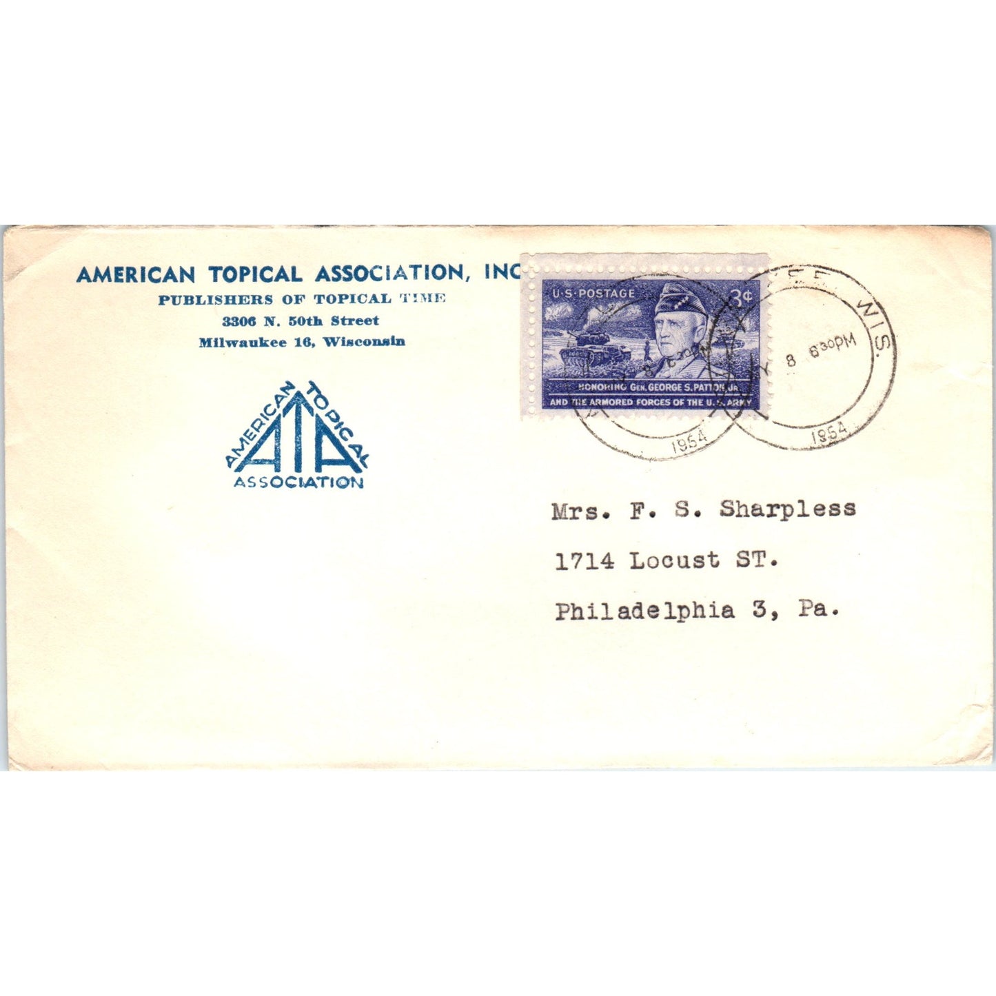 1954 American Topical Association Milwaukee George S. Patton Stamp TG7-PC1