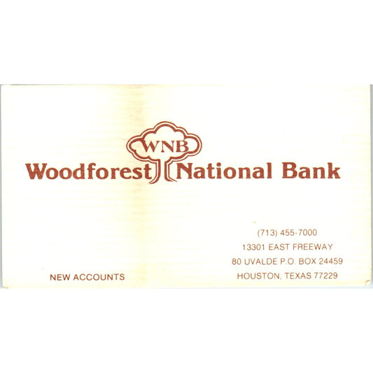New Accounts Woodforest National Bank Houston Vintage Business Card SE3-B8