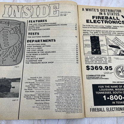 1980 July - Treasure Magazine - Treasure Hunting Metal Detecting Gold Coins M10