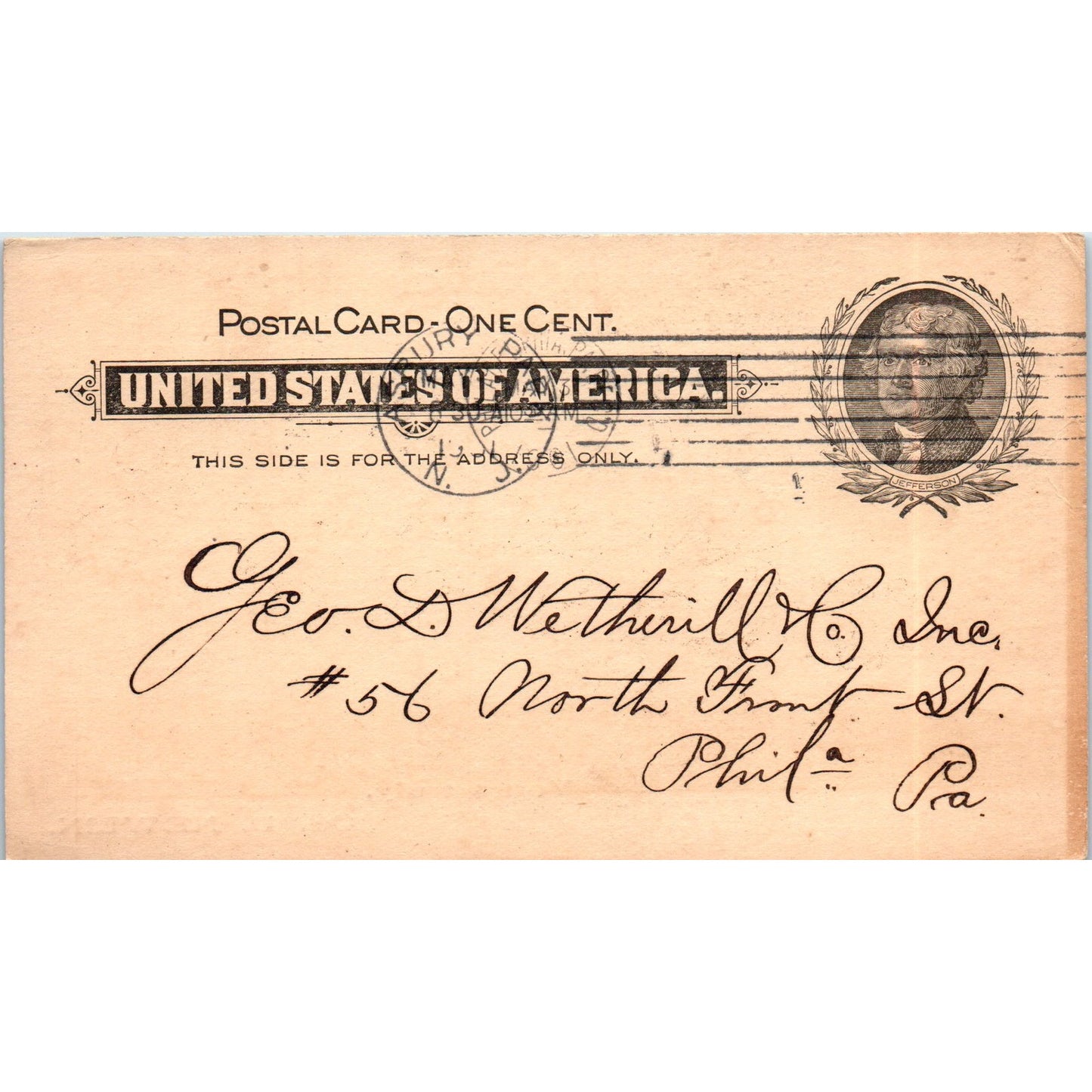 1901 Jos. D. Newlin Hardware Ashbury Park NJ Postal Mailing Card PE6