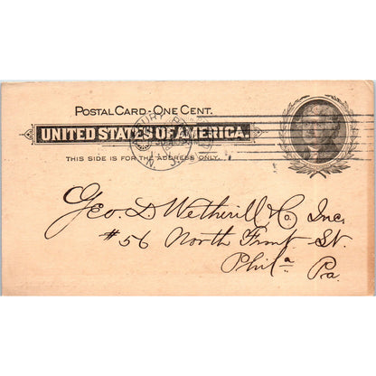 1901 Jos. D. Newlin Hardware Ashbury Park NJ Postal Mailing Card PE6