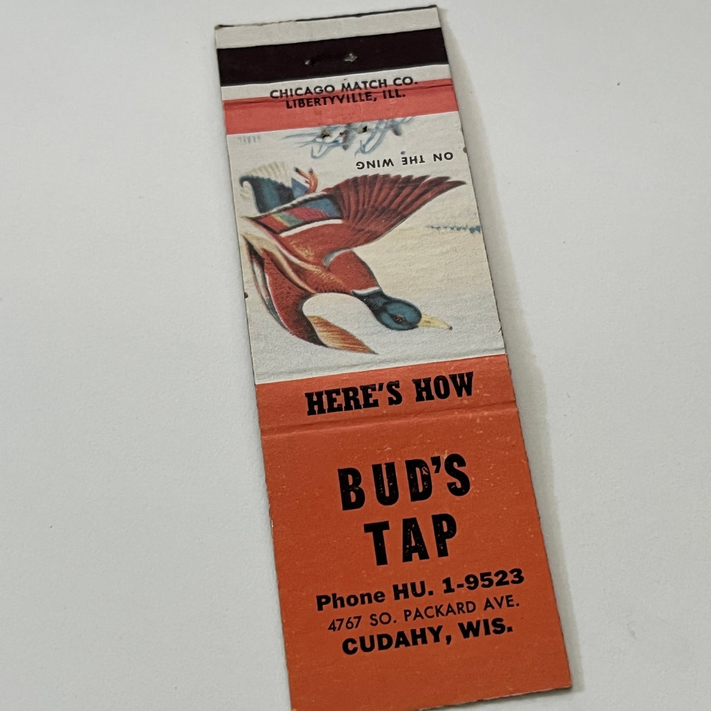 Bud's Tap Cudahy Wisconsin Vintage Matchbook Cover TB6-MB1-14